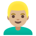 👱🏼‍♂️ man: medium-light skin tone, blond hair display on Google